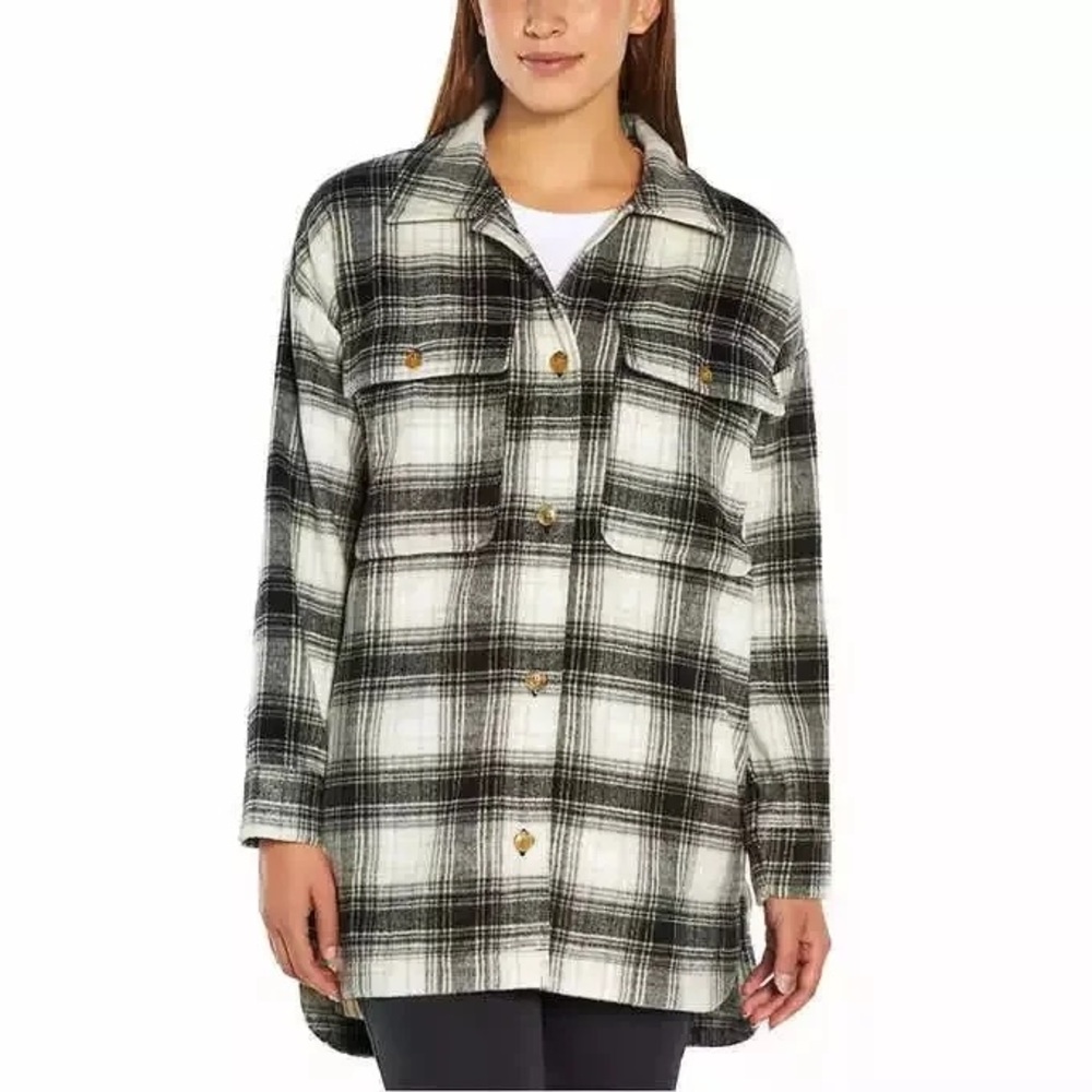 Banana Republic Oversized Ladies' Button Down Plaid Flannel Shirt Jacket Size XS - Picture 4 of 12
